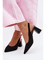 Materiálové Sandály na Podpatku Černé Elissea