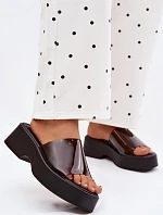 Dámské platformové sandály s průhledným páskem Černé Selestia