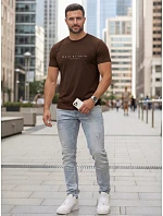 Pánske tričko s výraznou bavlnou hnedej farby FashionStreet NX5123R Pánske tričko s výraznou bavlnou hnedej farby FashionStreet NX5123R