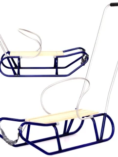 KOVOVÉ SÁNKY S OPIERKOU A TLAČIDLOM MODRÉ