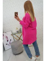 Svetr s netopýřími rukávy růžový model 18978875 - K-Fashion