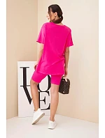 Dámsky bavlnený set s krátkym rukávom a šortkami žltý