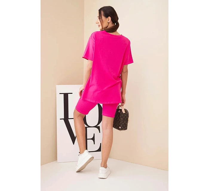 Dámsky bavlnený set s krátkym rukávom a šortkami žltý