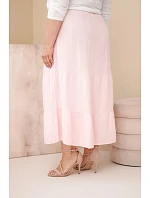 Dámská sukně Plus Size bavlněná mušelínová s volánem a gumou bonbónově růžová Dámská sukně Plus Size bavlněná mušelínová s volánem a gumou bonbónově růžová