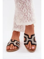 Klapki Damskie Na Płaskim Obcasie Czarne Vereya Klapki Damskie Na Płaskim Obcasie Czarne Vereya