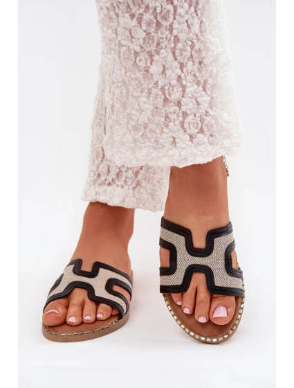 Klapki Damskie Na Płaskim Obcasie Czarne Vereya Klapki Damskie Na Płaskim Obcasie Czarne Vereya