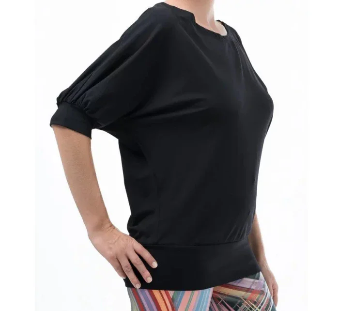 Dámske čierne tričko s 3/4 netopierím rukávom A6101 - Litex Dámske čierne tričko s 3/4 netopierím rukávom A6101 - Litex