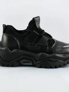 Černé šněrovací sneakersy na platformě model 17182428