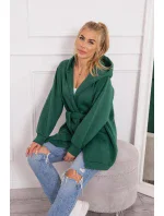 Zateplená bunda s vázáním v pase tmavě zelená