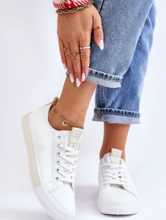 Trampki Damskie Klasyczne Biało-Beżowe Ville