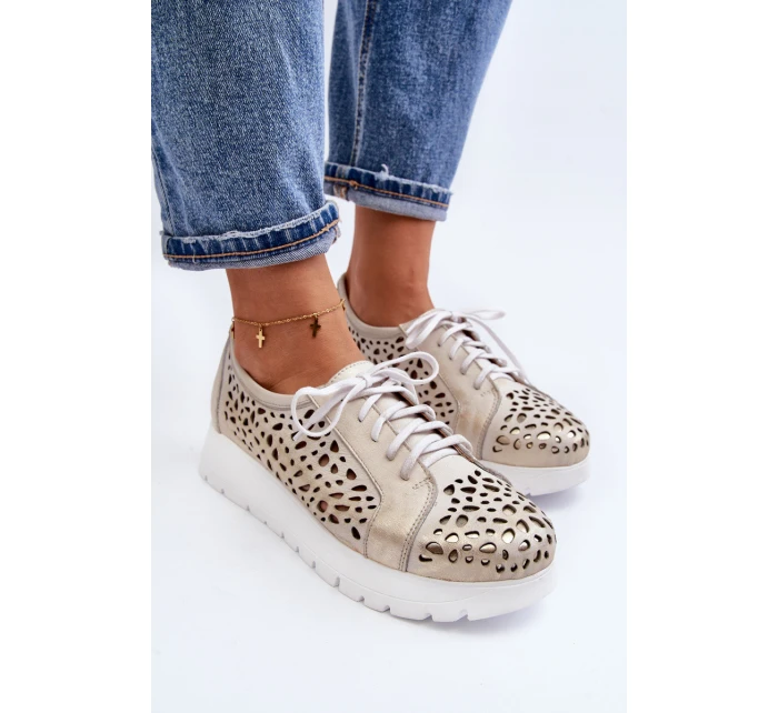 Kožené Polobotky Na Platformě Bežové model 21646202 - Zazoo