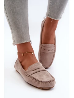 Mokasyny Damskie Z Eko Zamszu Jasnobeżowe Rerceria