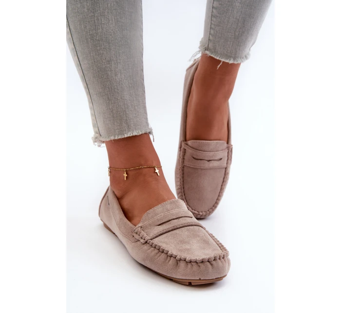 Mokasyny Damskie Z Eko Zamszu Jasnobeżowe Rerceria