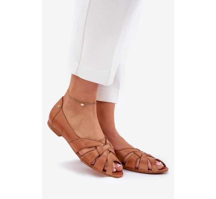 Skórzane Baleriny Z Odkrytymi Palcami Maciejka 06908-29/001-1 Brązowe