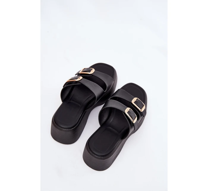 Dámské Klapky Na Klínu A Platformě S Přezkami Černé model 21697267 - Boto