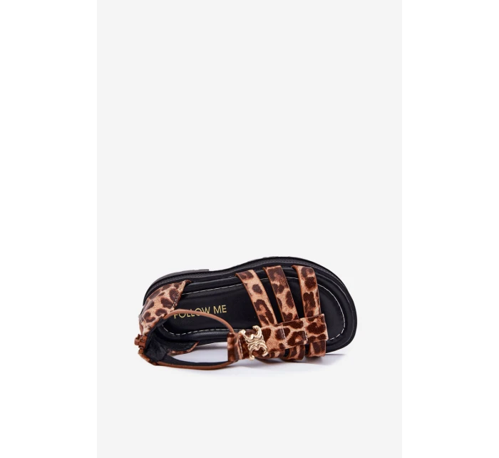 Dziewczęce Sandałki Gladiatorki Ze Złotym Detalem Panterka Vesira Dziewczęce Sandałki Gladiatorki Ze Złotym Detalem Panterka Vesira