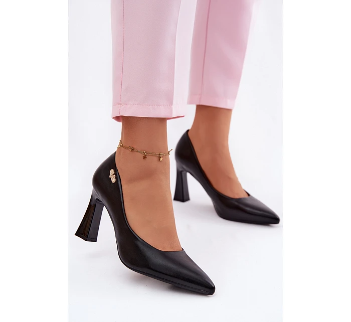 Elegantní Lodičky na Podpatku model 22100000 Černé - VINCEZA