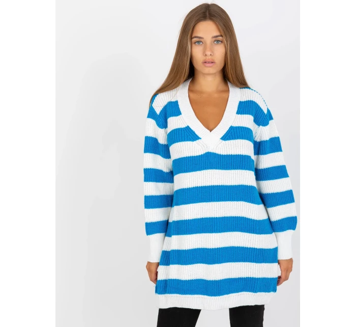 Dámský svetr LC SW 8030  bílý a modrý