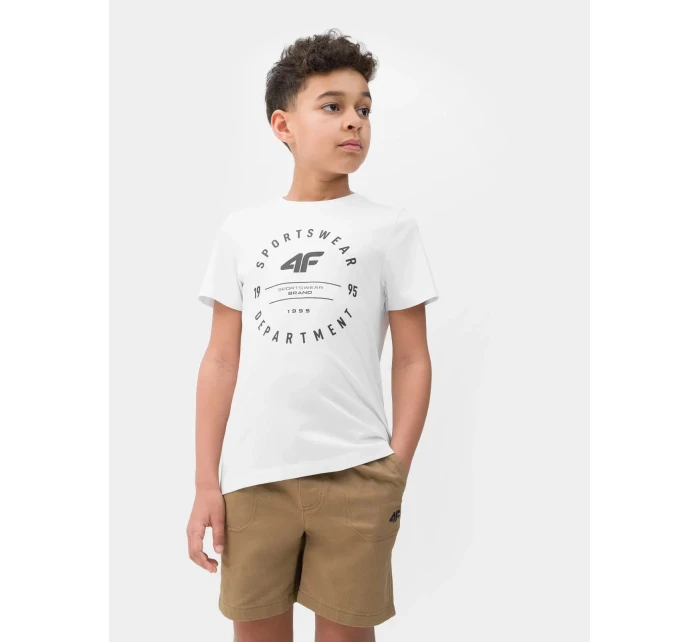 Chlapčenské tričko 4FJSS23TTSHM294 biele - 4F Chlapčenské tričko 4FJSS23TTSHM294 biele - 4F