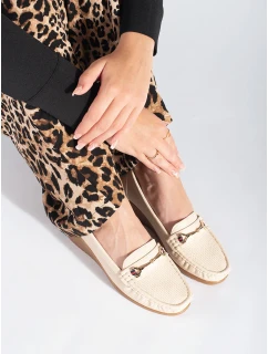 Dámske dizajnové hnedé mokasíny na klin