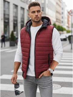 Vínová pánska vesta FashionStreet TX4238