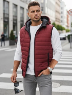 Vínová pánska vesta FashionStreet TX4238