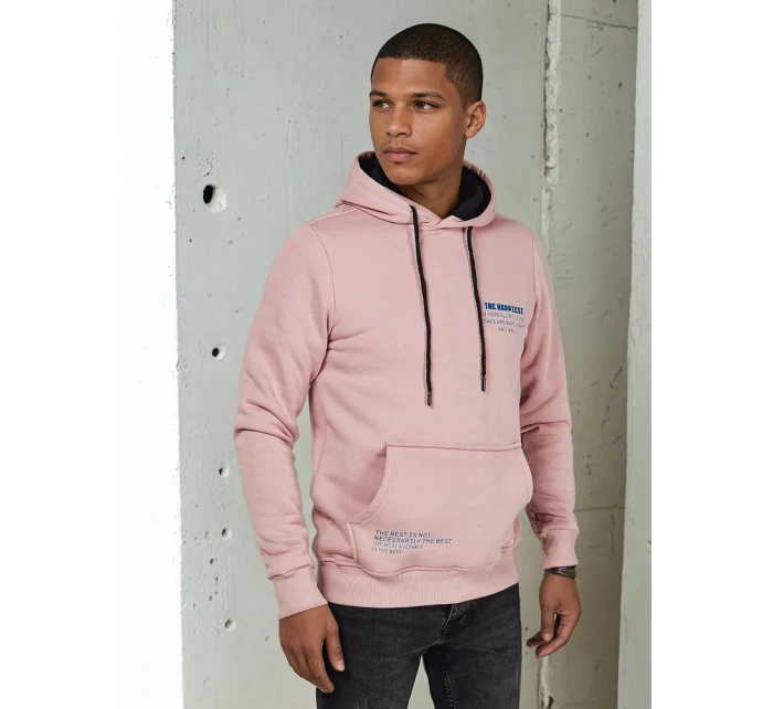 Pánská mikina s kapucí růžová Dstreet model 21976048 - FashionStreet