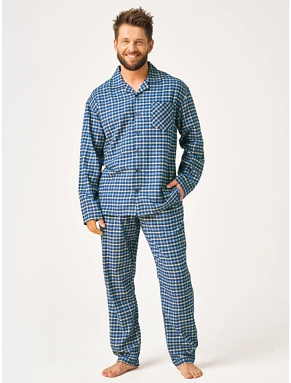Pyžamo Key MNS 404 B26 s dlhými rukávmi, veľkosti M–2XL, na zapínanie