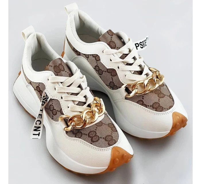 Biele športové topánky s retiazkou (N-205)