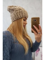 Fleecová čiapka Roksana K209 tmavo béžová