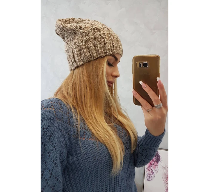 Fleecová čiapka Roksana K209 tmavo béžová