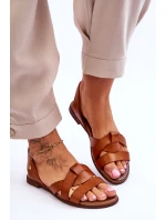 Pohodlné kožené sandály hnědé model 21617507 - Zazoo Pohodlné kožené sandály hnědé model 21617507 - Zazoo