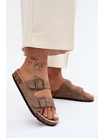 Dámské pantofle s korkovou podrážkou Khaki Harleen