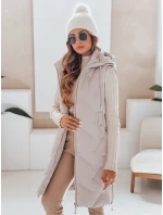 Dámská dlouhá prošívaná vesta s kapucí béžová Dstreet model 21991336 - FashionStreet