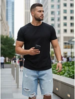 Pánske klasické čierne tričko FashionStreet RY5671