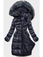 Tmavomodrá dámska metalická zimná bunda (B8073-3) Tmavomodrá dámska metalická zimná bunda (B8073-3)