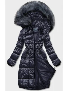 Tmavomodrá dámska metalická zimná bunda (B8073-3)