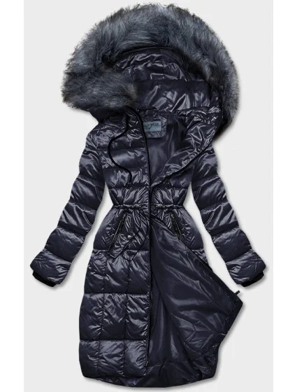 Tmavomodrá dámska metalická zimná bunda (B8073-3) Tmavomodrá dámska metalická zimná bunda (B8073-3)