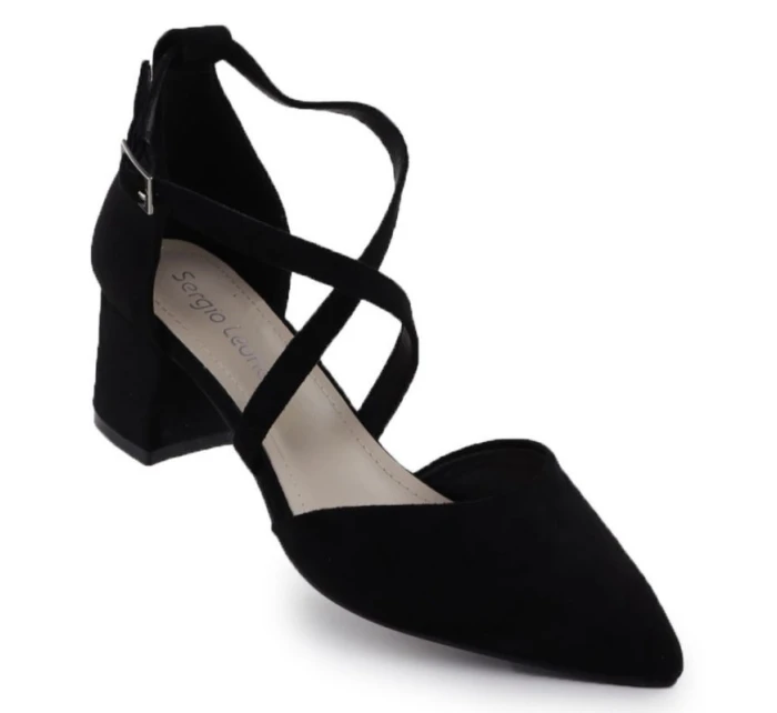 Dámské černé sandály na jehlovém podpatku Sergio model 21905051 - LEONE