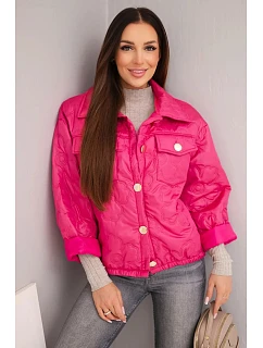 Dámska jarná prešívaná bunda s fuksiovým kvetinovým vzorom