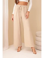 Široké nohavice z viskózy tmavobéžovej farby