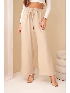 Široké nohavice z viskózy tmavobéžovej farby