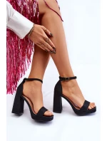 Błyszczące Sandałki Na Masywnym Obcasie Czarne Calmi Błyszczące Sandałki Na Masywnym Obcasie Czarne Calmi