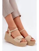 Dámské Sandály Na Klínu S Přezkou Khaki model 21696170 - Boto Dámské Sandály Na Klínu S Přezkou Khaki model 21696170 - Boto