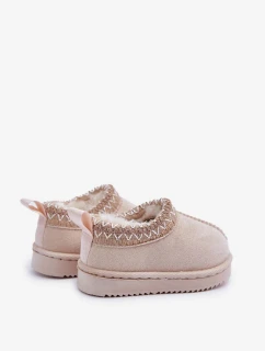 Detské členkové snežnice na platforme s kožušinou Vilabria - svetlo béžové