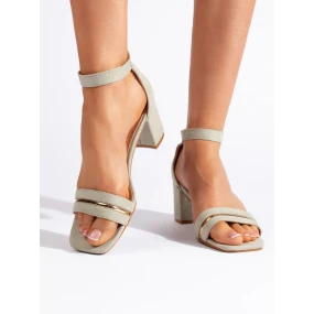 Praktické zelené sandále pre ženy na širokom podpätku
