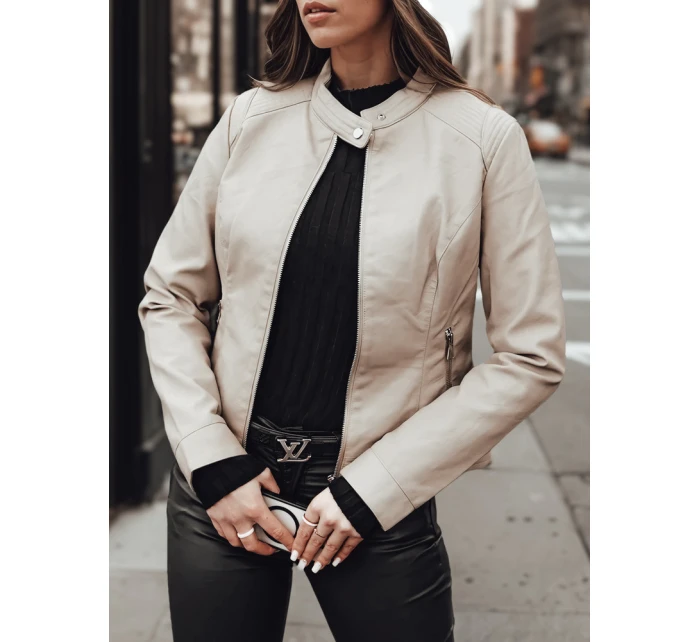Dámská přechodná kožená bunda béžová Dstreet model 21981892 - FashionStreet