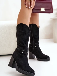 Dámské Kozačky Do  Na Podpatku Zateplené Černé model 21672451 - Boto