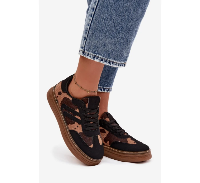 Dámské tenisky na platformě s flíčky černé Denissa