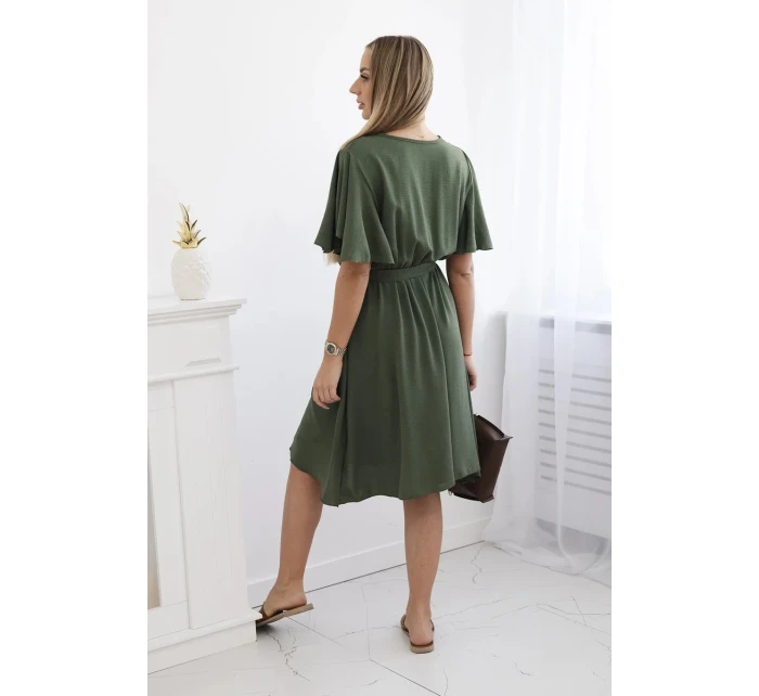 Šaty s vrstveným výstrihom khaki